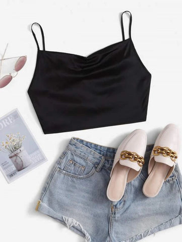 Tie Back Crop Cami Satin Top