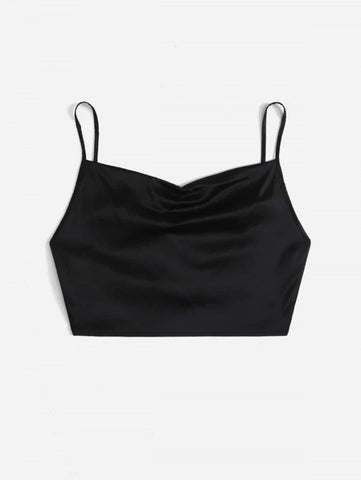 Tie Back Crop Cami Satin Top