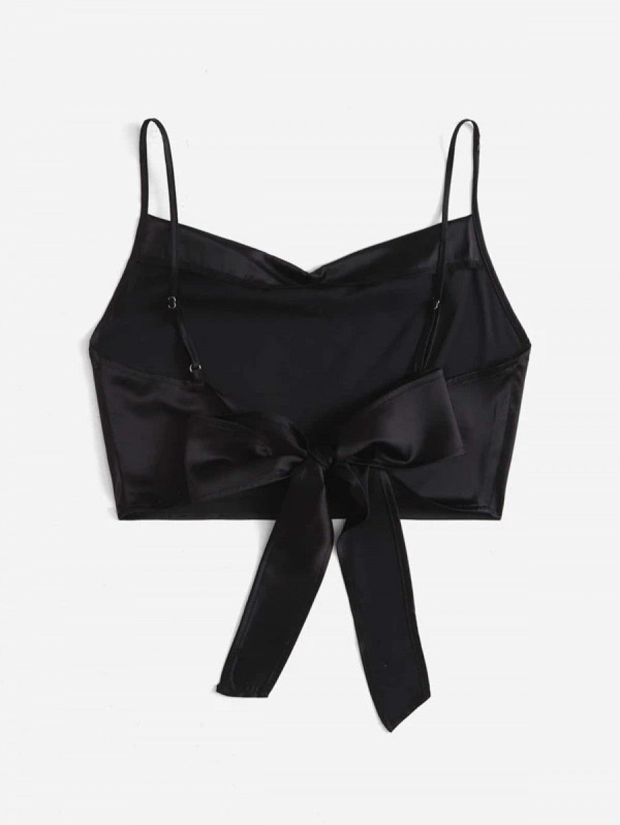 Tie Back Crop Cami Satin Top