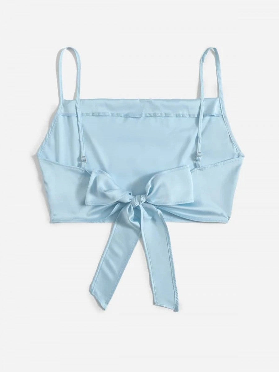 Tie Back Crop Cami Satin Top
