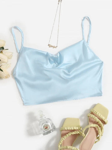 Tie Back Crop Cami Satin Top