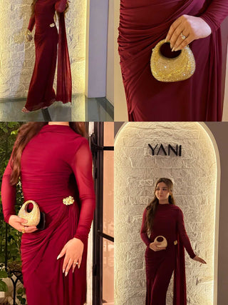 Cape Design tapered waist Cocktail dress