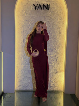 Cape Design tapered waist Cocktail dress