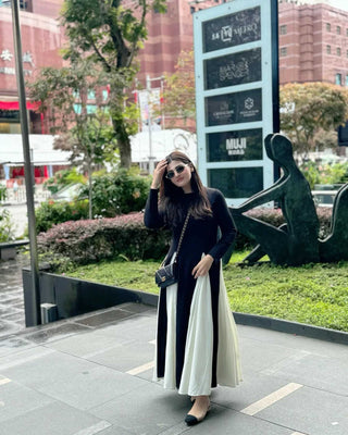 Color Block Long Sleeve Round Neck Patchwork Casual & Office Dress