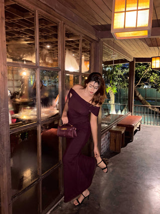 Asymmetric Fishtail metal decor dress