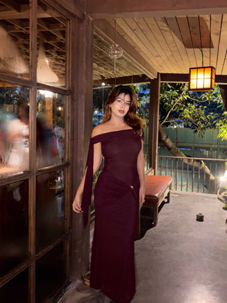 Asymmetric Fishtail metal decor dress