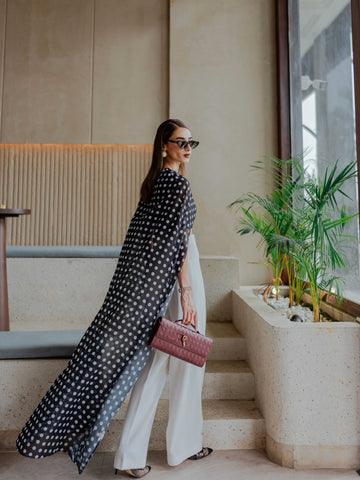 Round Neck polar dot mesh top