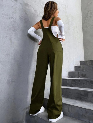 1pc Flap Pocket Overalls