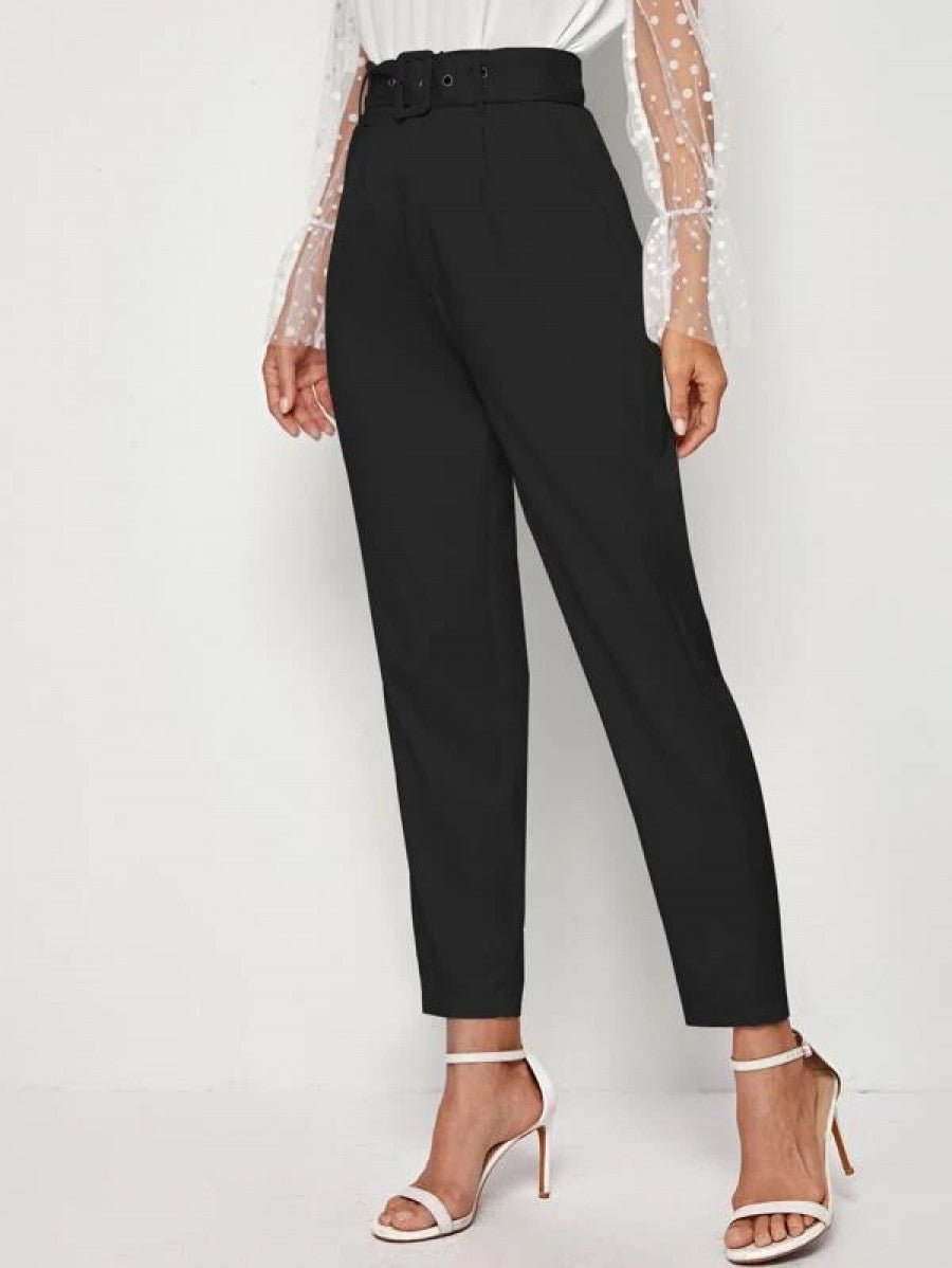 Adjustable Belted Cropped Tailored Pants