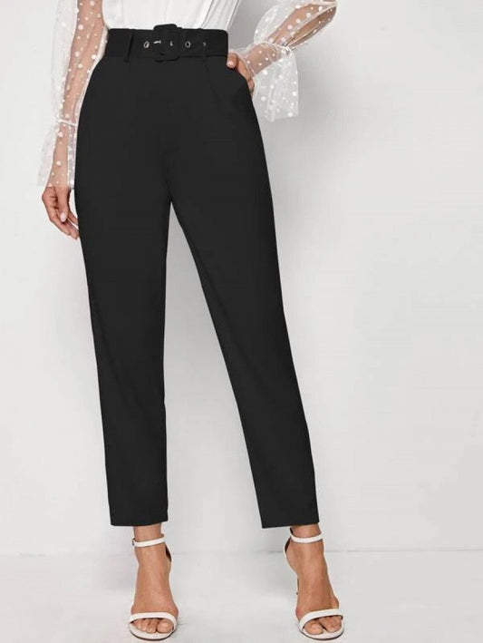 Adjustable Belted Cropped Tailored Pants