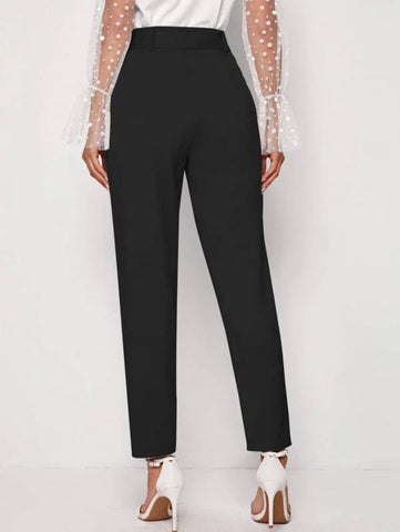 Adjustable Belted Cropped Tailored Pants