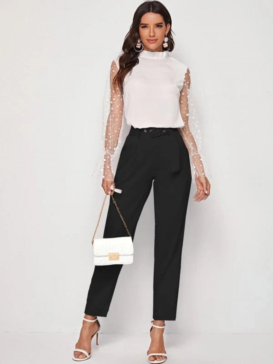 Adjustable Belted Cropped Tailored Pants