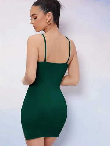 Form Fitting Slit Hem Cami Bodycon Dress