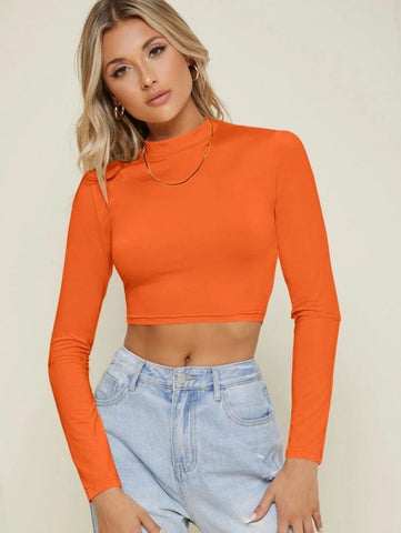 Felegant Form-Fitting Mock Neck Crop Top