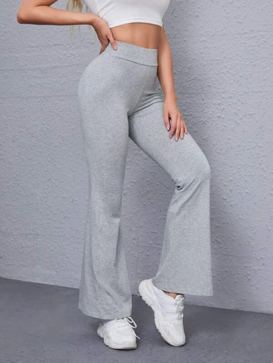 Flare Leg Solid Pants