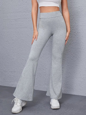 Flare Leg Solid Pants