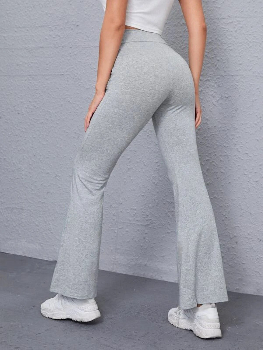 Flare Leg Solid Pants