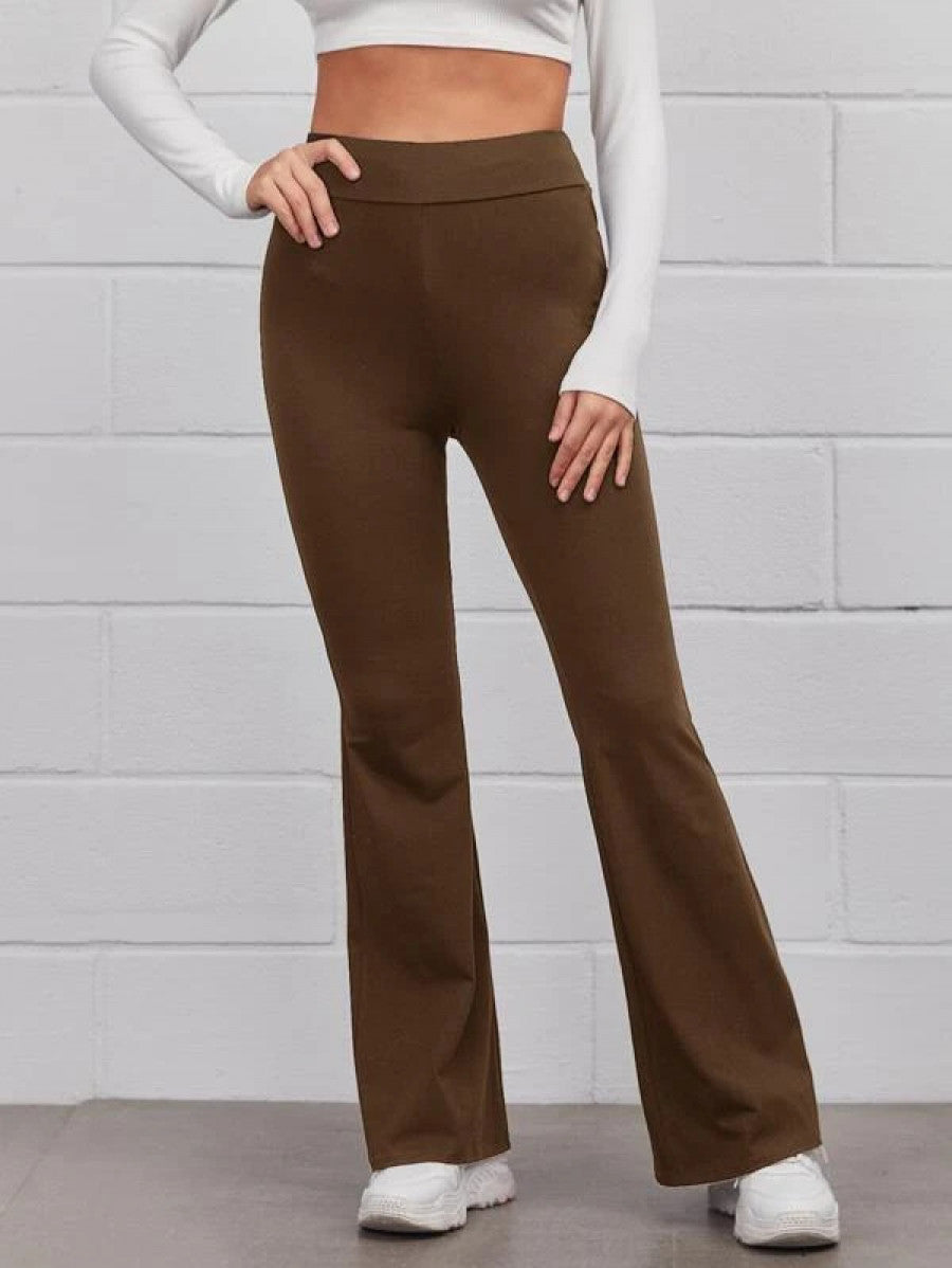 Flare Leg Solid Pants