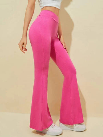 Flare Leg Solid Pants