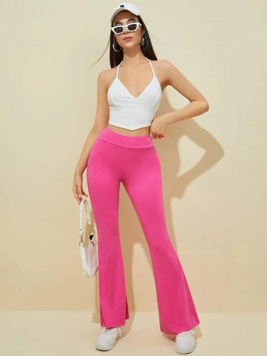 Flare Leg Solid Pants