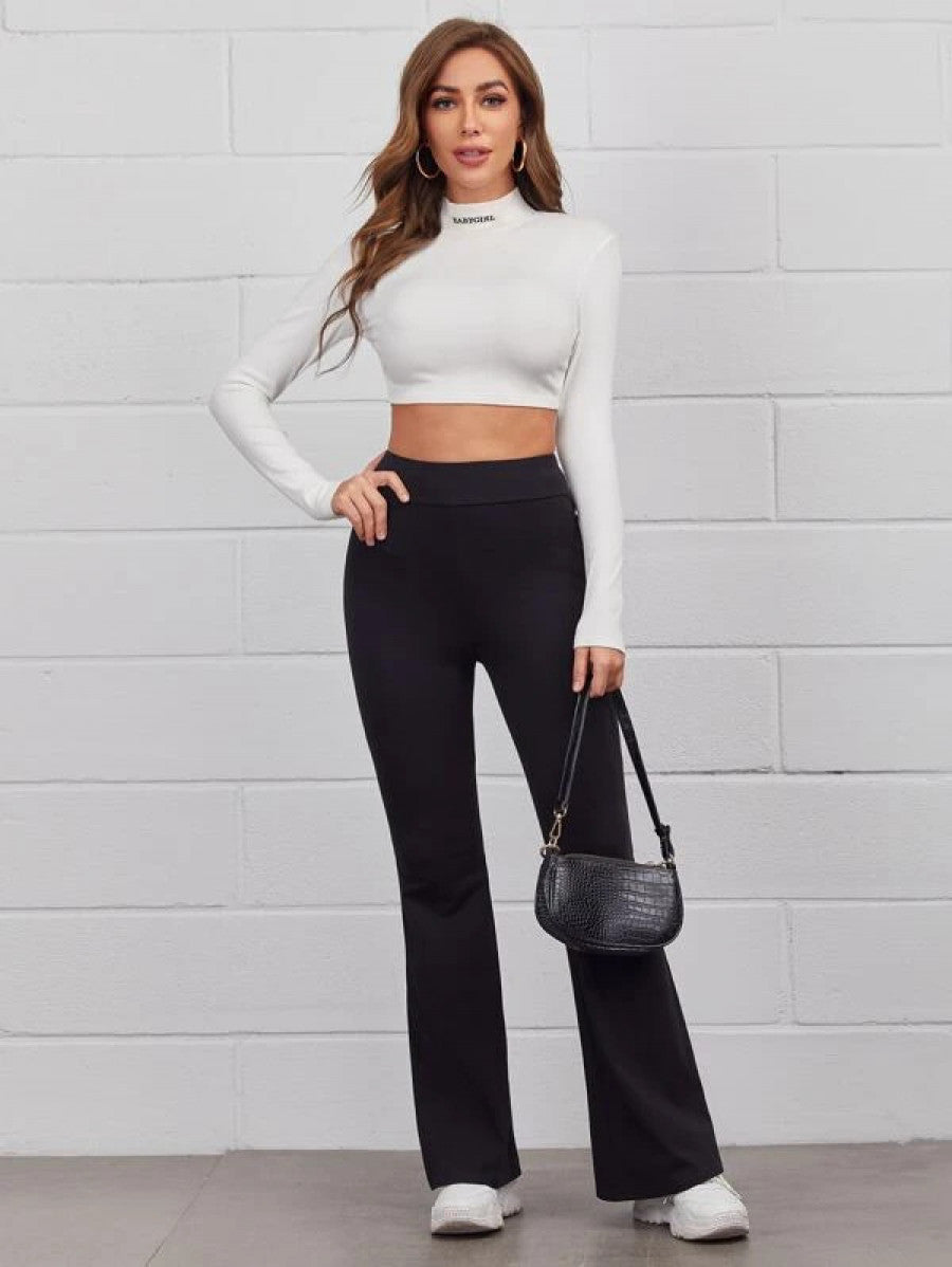 Flare Leg Solid Pants