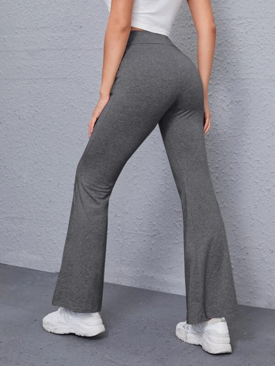 Flare Leg Solid Pants