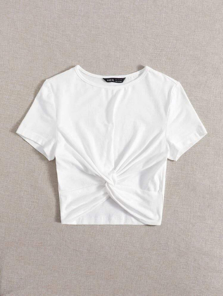 Twist Hem Solid Tee