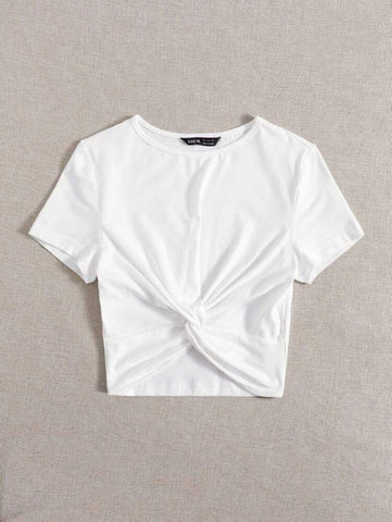 Twist Hem Solid Tee