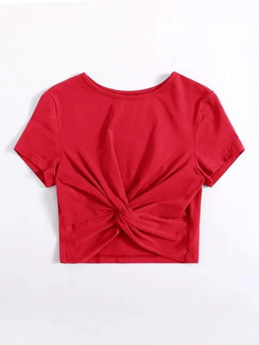 Twist Hem Solid Tee