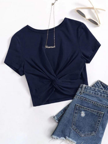 Twist Hem Solid Tee