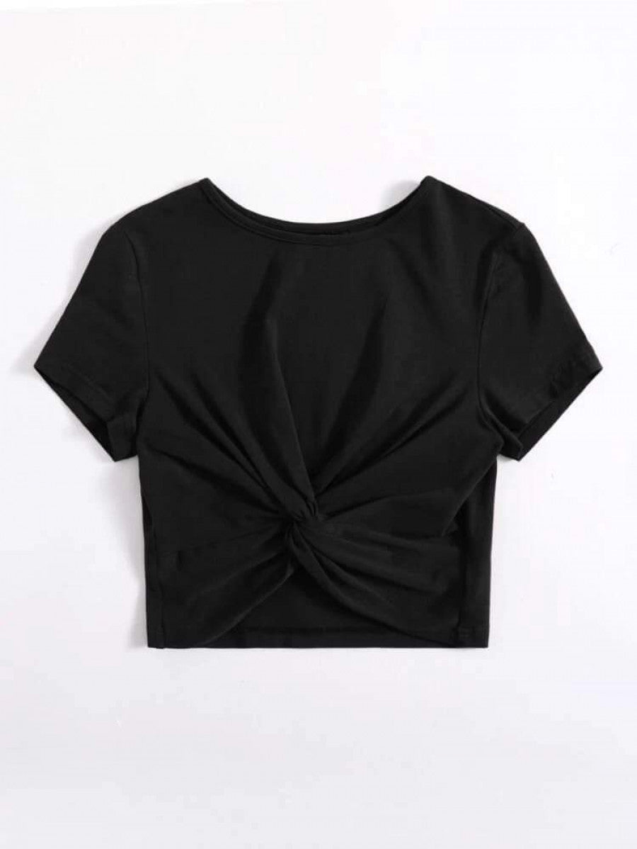 Twist Hem Solid Tee