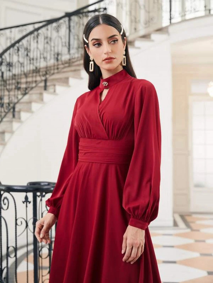 Choker Neck Bishop Sleeve Dress