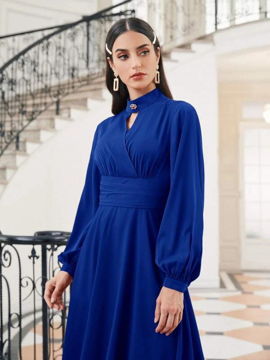 Choker Neck Bishop Sleeve Dress