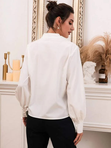 Solid Surplice Front Blouse