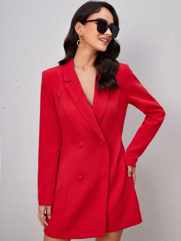 BIZwear Lapel Neck Double-breasted Blazer Dress