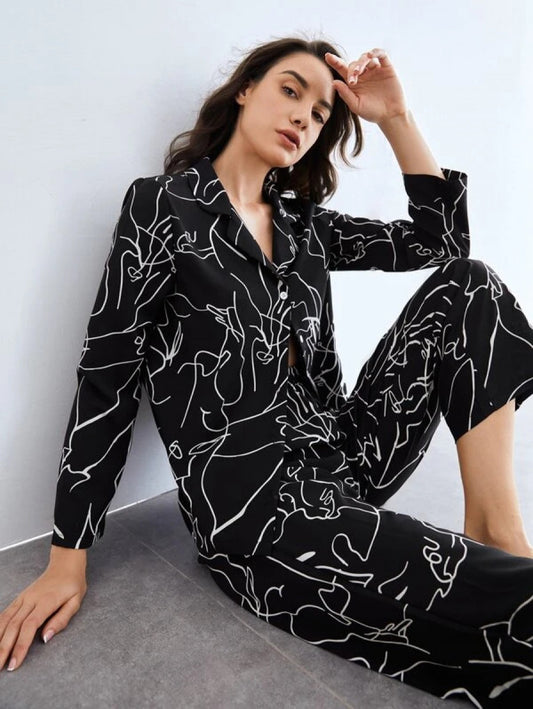 Graphic Print Pajama Set