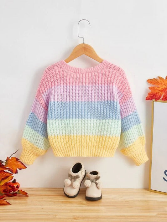 Toddler Girls Color Block Drop Shoulder Cardigan