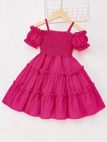 Toddler Girls Cold Shoulder Shirred A-line Dress