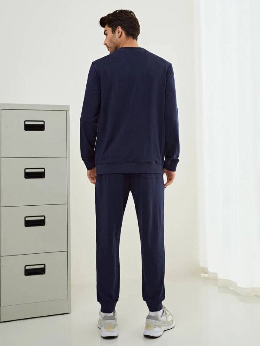 Men Letter Graphic Pullover & Sweatpants