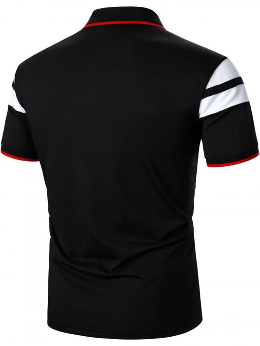 Men Color Block Antler Embroidery Polo Shirt