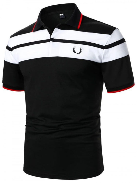 Men Color Block Antler Embroidery Polo Shirt