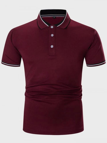 Men Striped Trim Polo Shirt