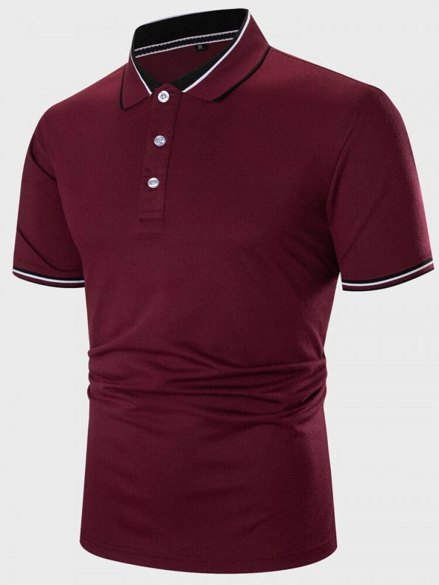 Men Striped Trim Polo Shirt