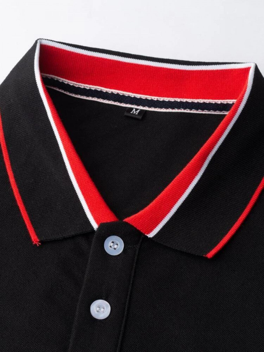 Men Striped Trim Polo Shirt