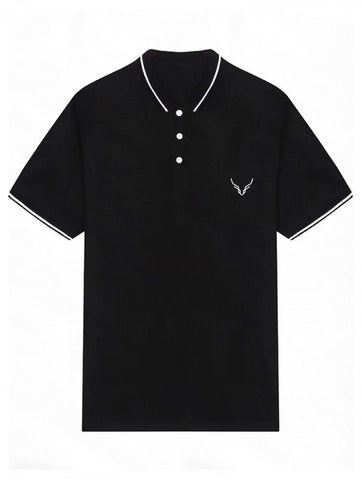 Men Antler Print Contrast Trim Polo Shirt