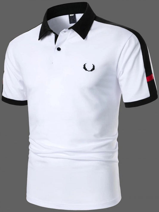 Men Color Block Graphic Embroidery Polo Shirt