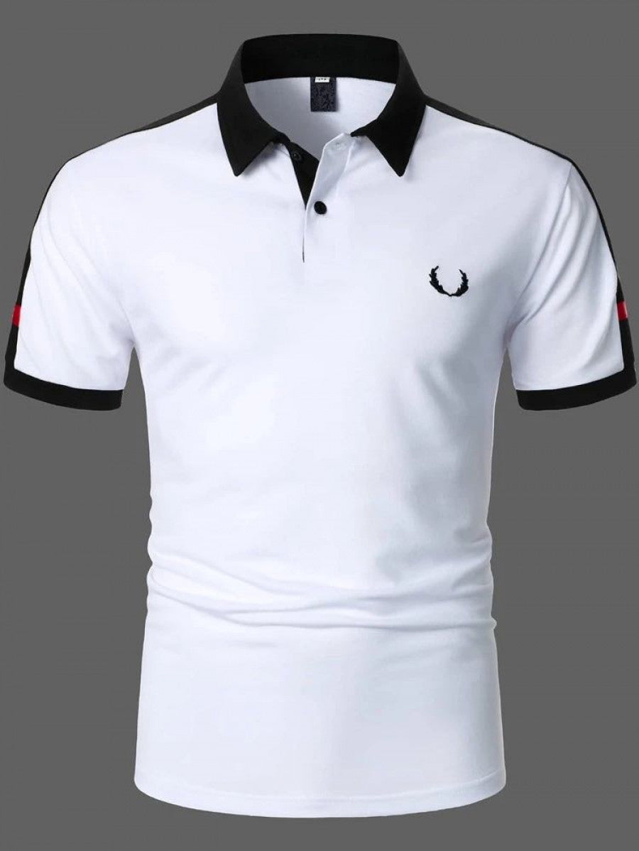 Men Color Block Graphic Embroidery Polo Shirt