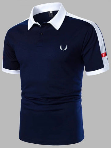 Men Color Block Graphic Embroidery Polo Shirt