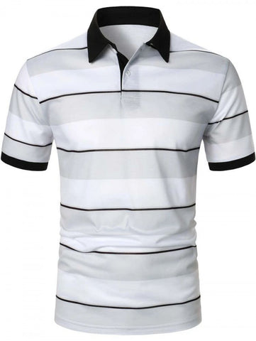 Men Block Striped Polo Shirt