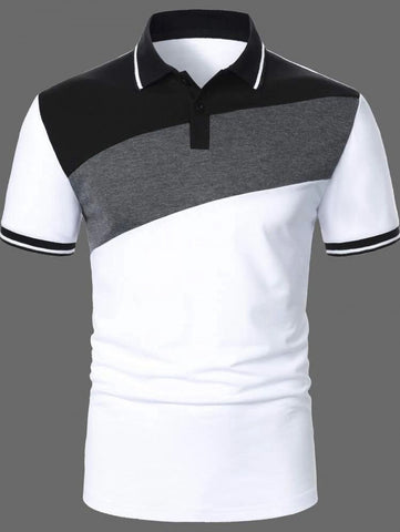 Men Color Block Contrast Trim Polo Shirt